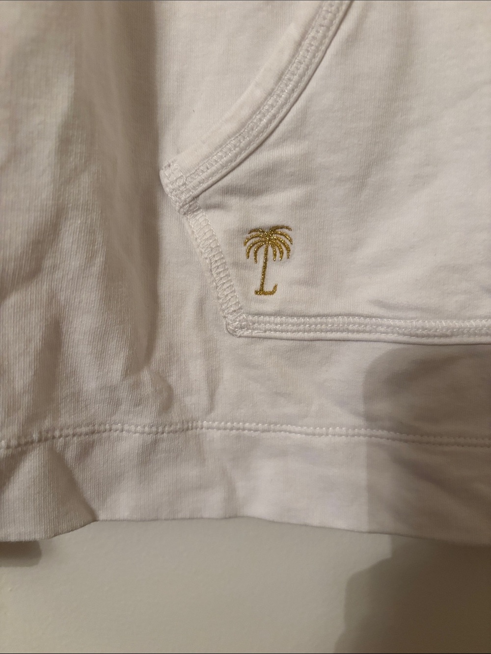 Lilly Pulitzer White Pullover Hoodie with Gold Button Accents - Picture 2 of 5